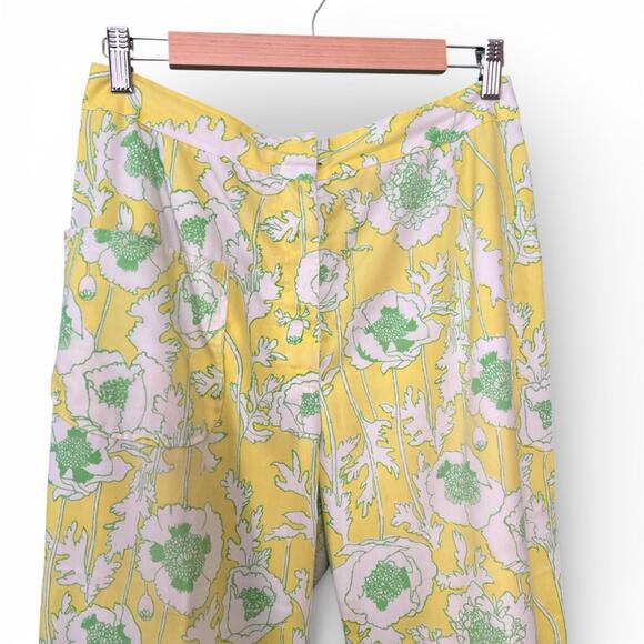 Vintage 70s Lilly Pulitzer Yellow Floral Print Trousers - Picture 2 of 4